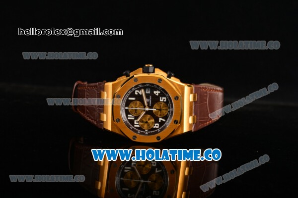 Audemars Piaget Royal Oak Offshore Chronograph Arnold Schwarzenegger Swiss Valjoux 7750 Automatic Yellow Gold Case with Brown Dial and White Arabic Numeral Markers - Click Image to Close